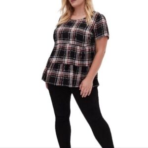 Torrid Black and Red Checkered Blouse
